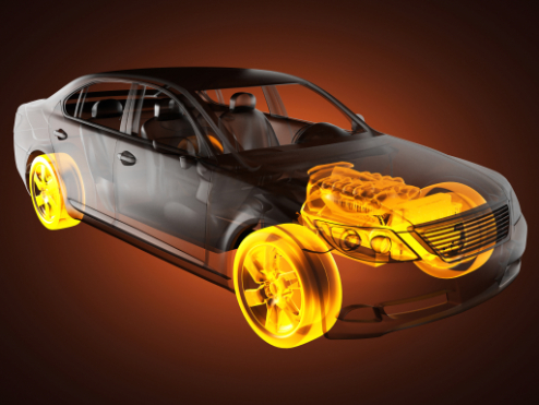 Close-up of automotive bearings integrated into vehicle systems