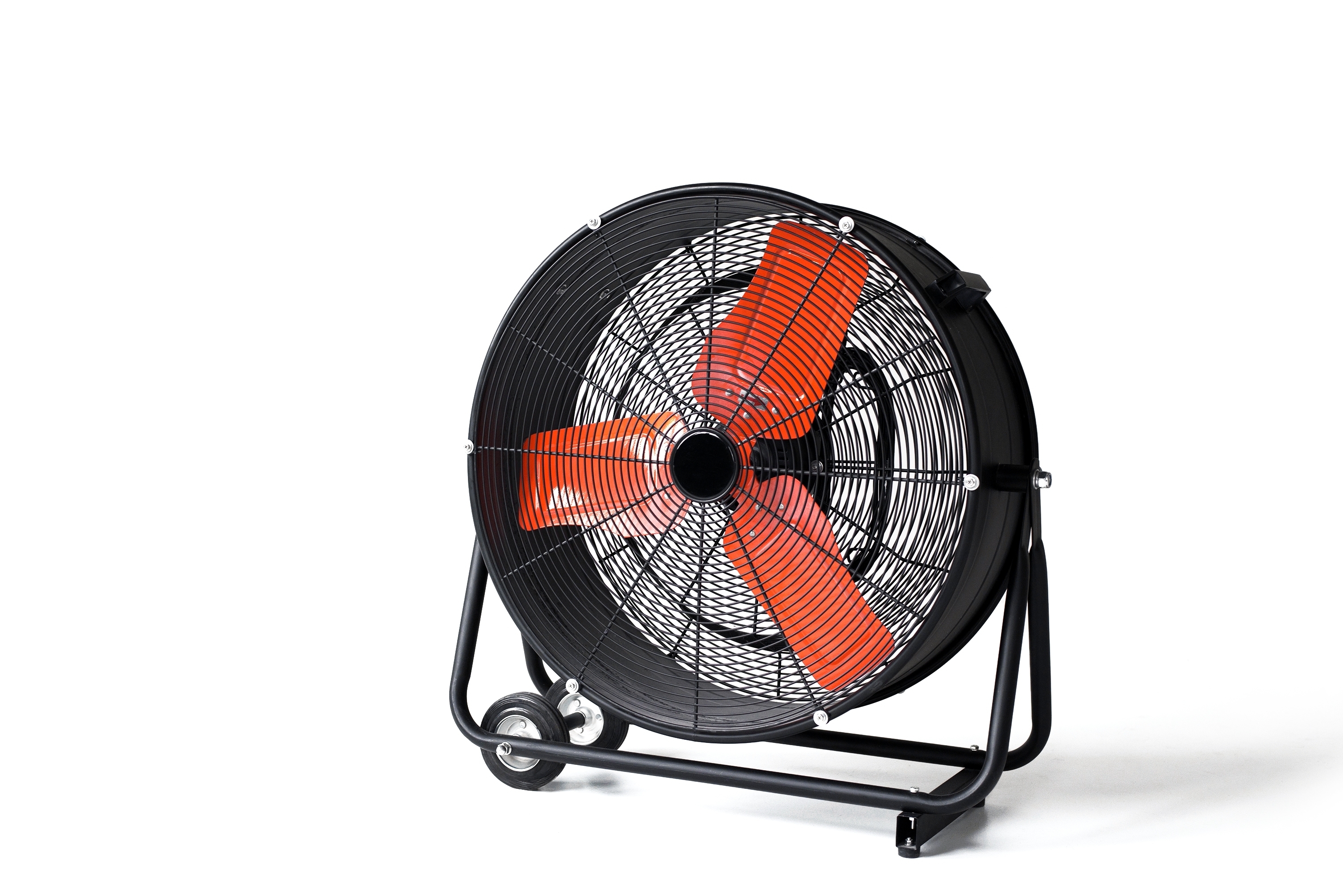 Large industrial fan powered by bearing-supported motor